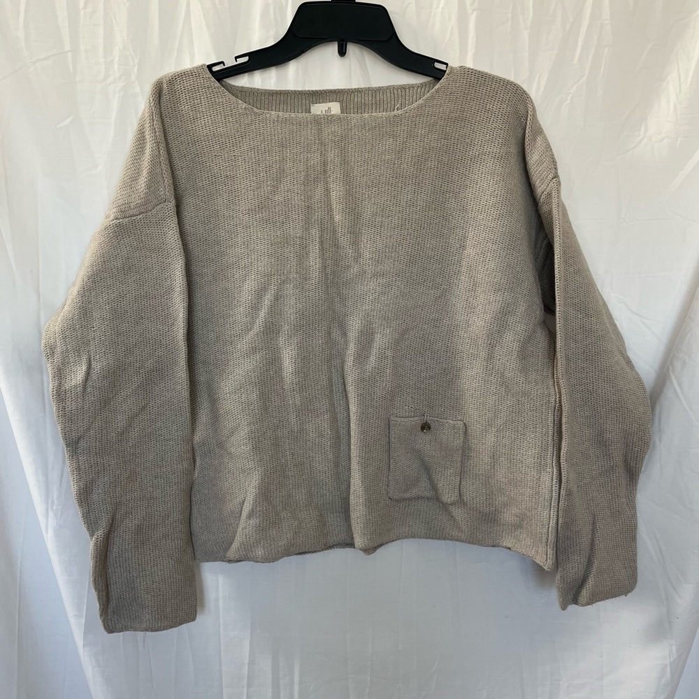 Vintage JJill cotton cropped sweater pocket Medium beige